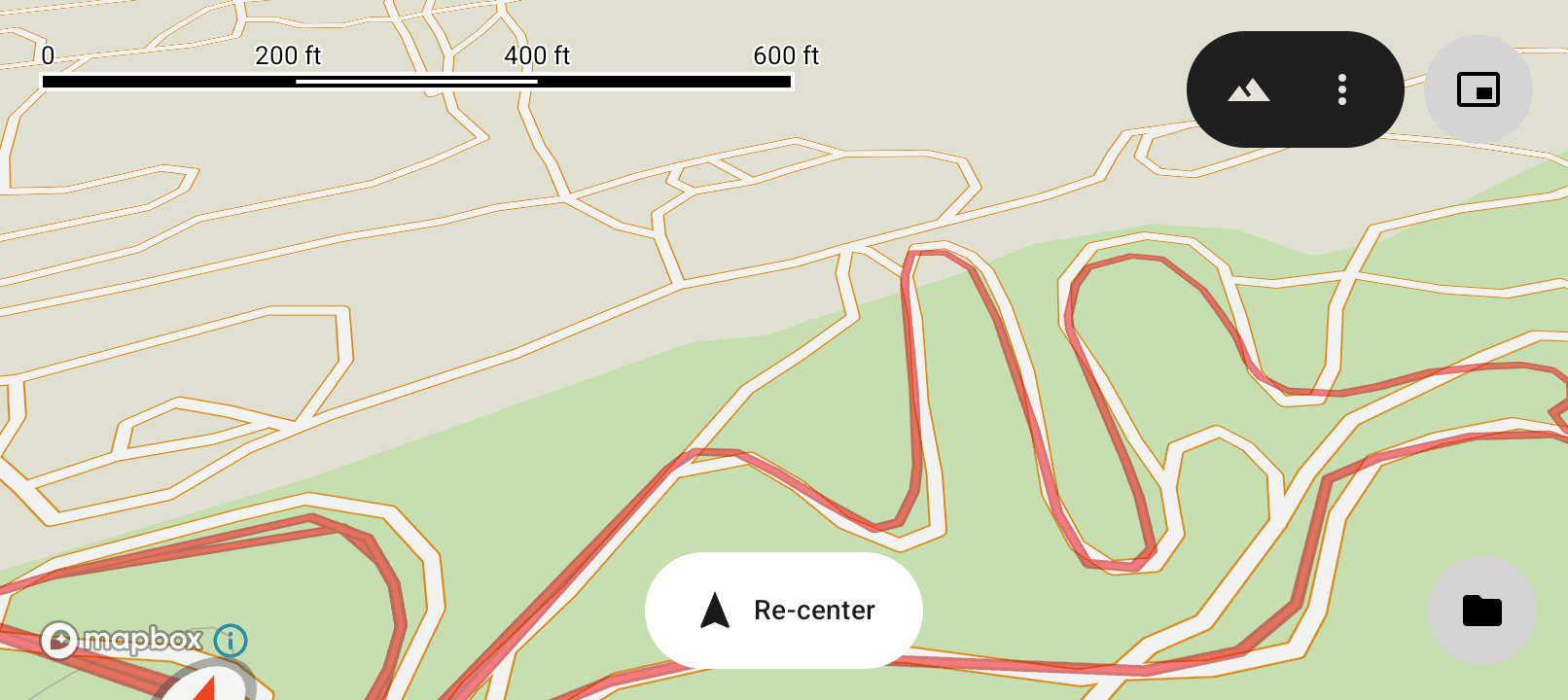 A coloured breadcrumb trail across the full-screen map