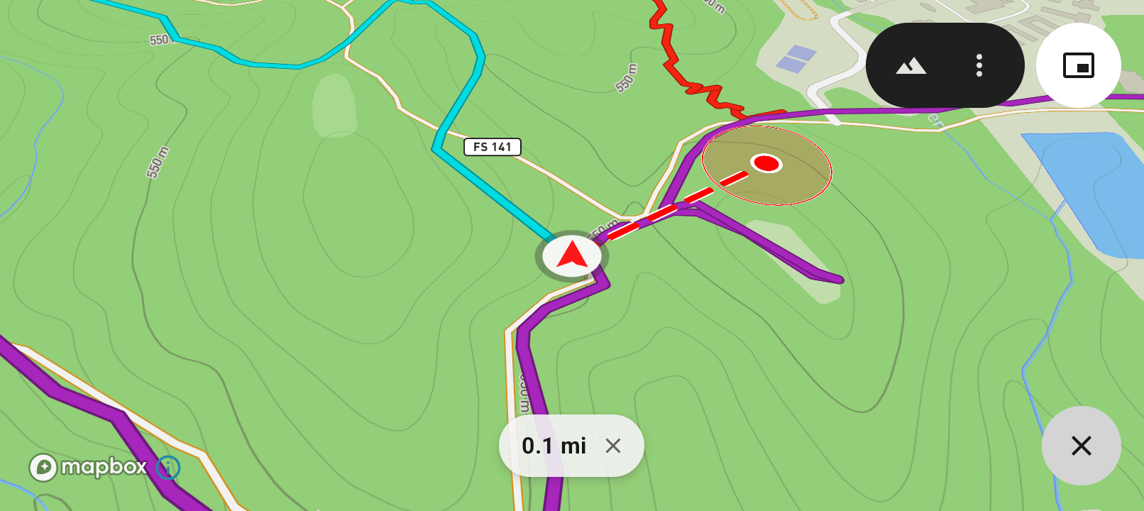 Arrival circle around a target on the map