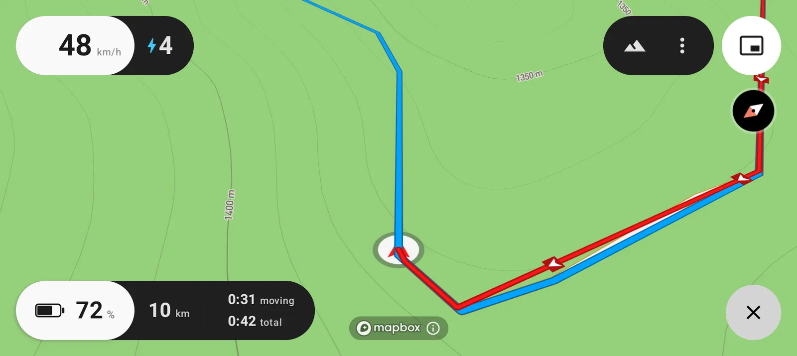 The same red trail with a dark outline
